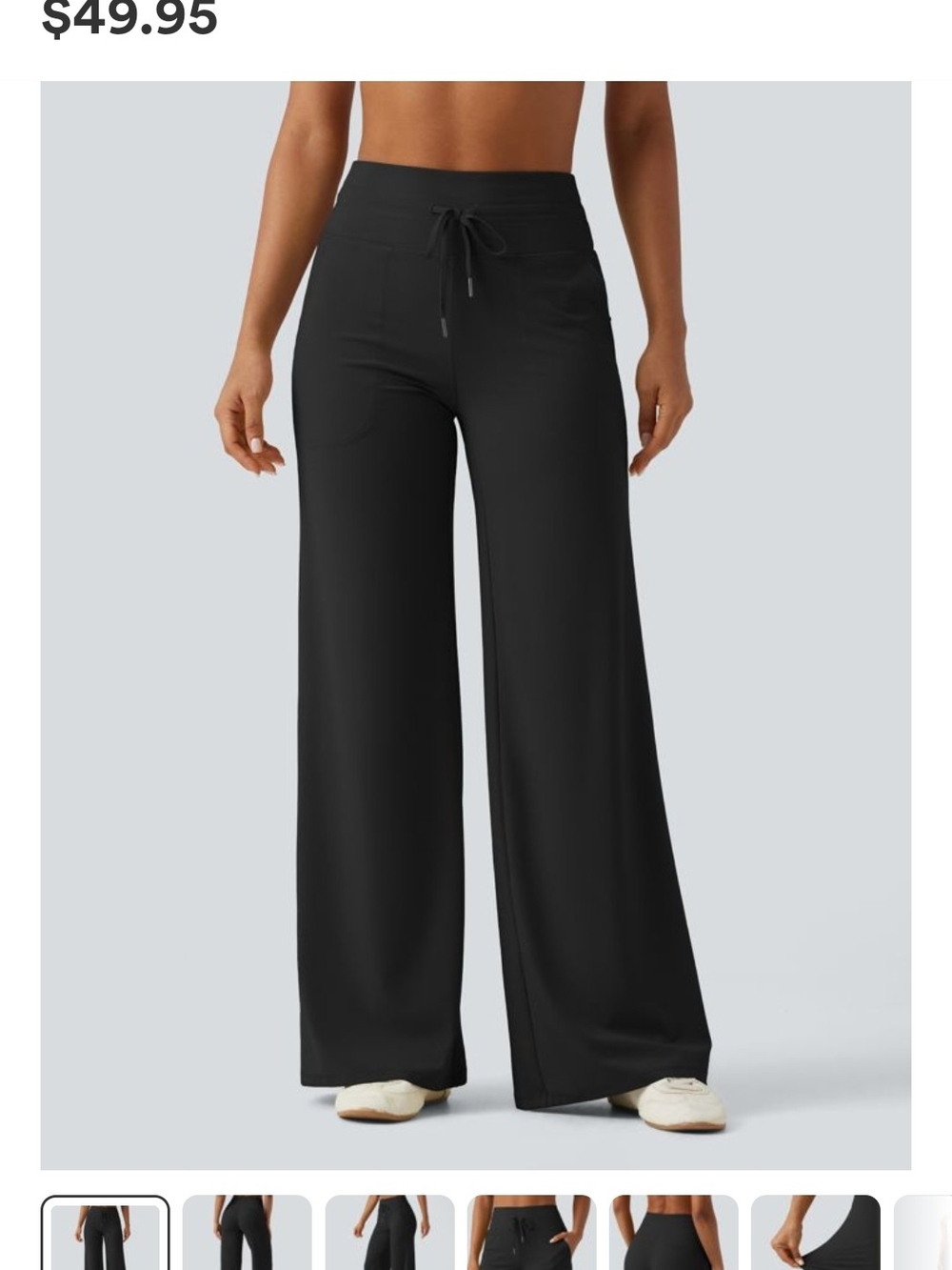 HALARA Black Wide-Leg Drawstring Pants